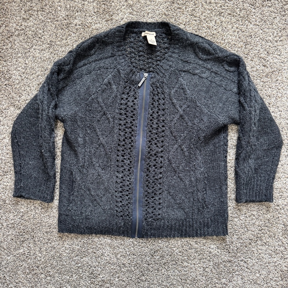 DKNY Charcoal Zip-Up Sweater
